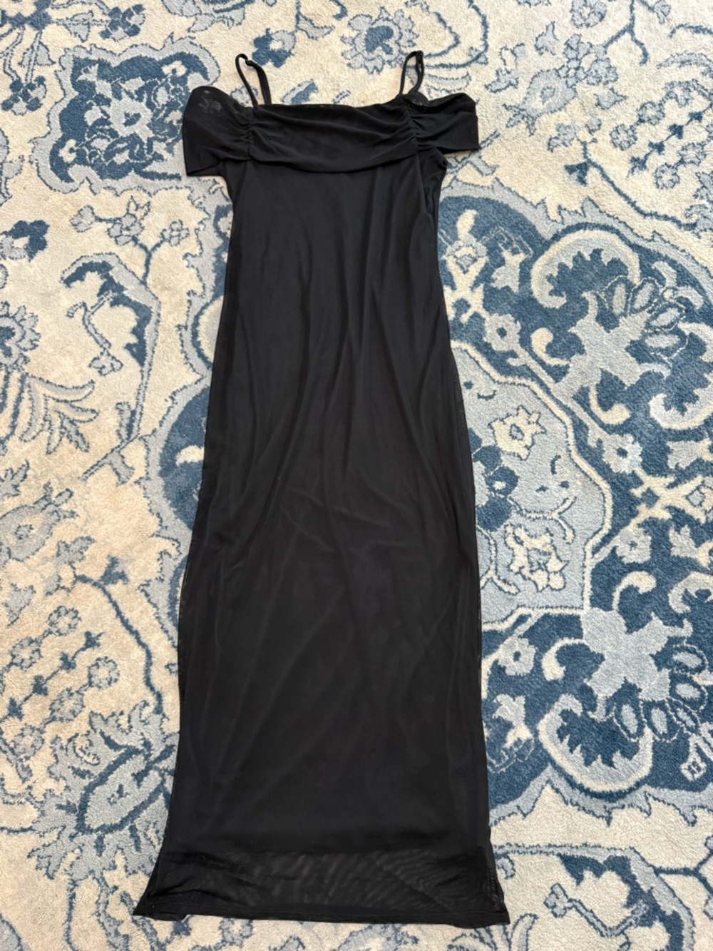 WILD FABLE Black Fitted Stretchy Off Shoulder Maxi Dress Witchy Dark Fairy Sz Md